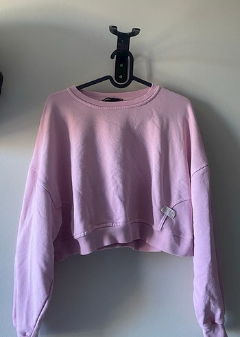 Pembe Oversize Kadın Sweatshirt - Görsel 2
