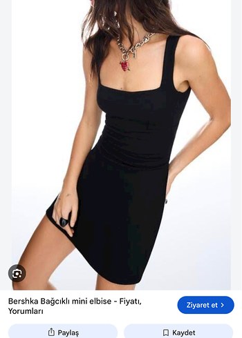Bershka Siyah Kare Yaka Mini Elbise