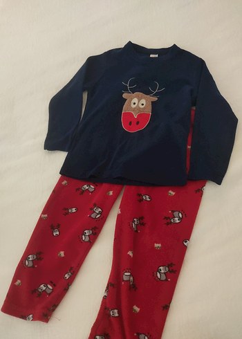 Kız Çocuk Kırmızı Baskılı Polar Pijama Takımı