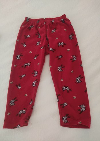 6 Yaş Beden Kız Çocuk Kırmızı Baskılı Polar Pijama Takımı