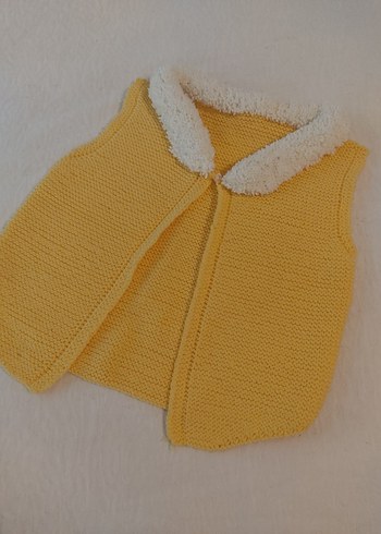 Kız Çocuk Sarı Örgü Yelek - Görsel 2