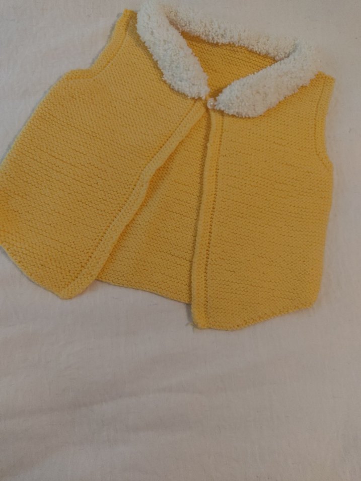 Kız Çocuk Sarı Örgü Yelek - Görsel 4