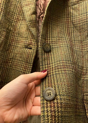 s Beden Vintage ekose blazer ceket