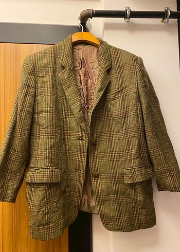 Vintage ekose blazer ceket