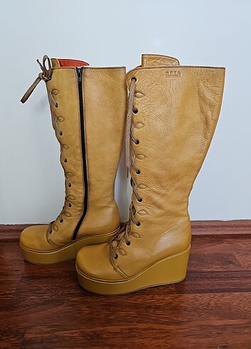 BETA HAKİKİ DERİ DOLGU TOPUK ÇİZME - Görsel 4