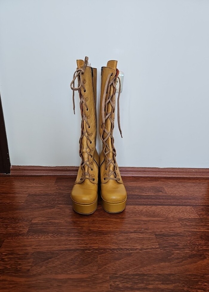 BETA HAKİKİ DERİ DOLGU TOPUK ÇİZME - Görsel 2