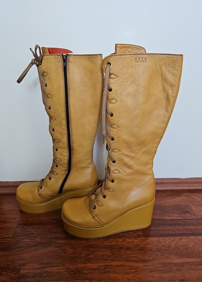 BETA HAKİKİ DERİ DOLGU TOPUK ÇİZME - Görsel 4