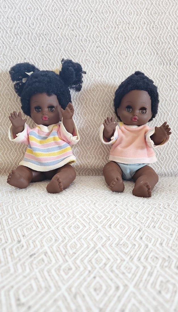 Gözleri Oynar Vintage Zenci bebekler - Görsel 3