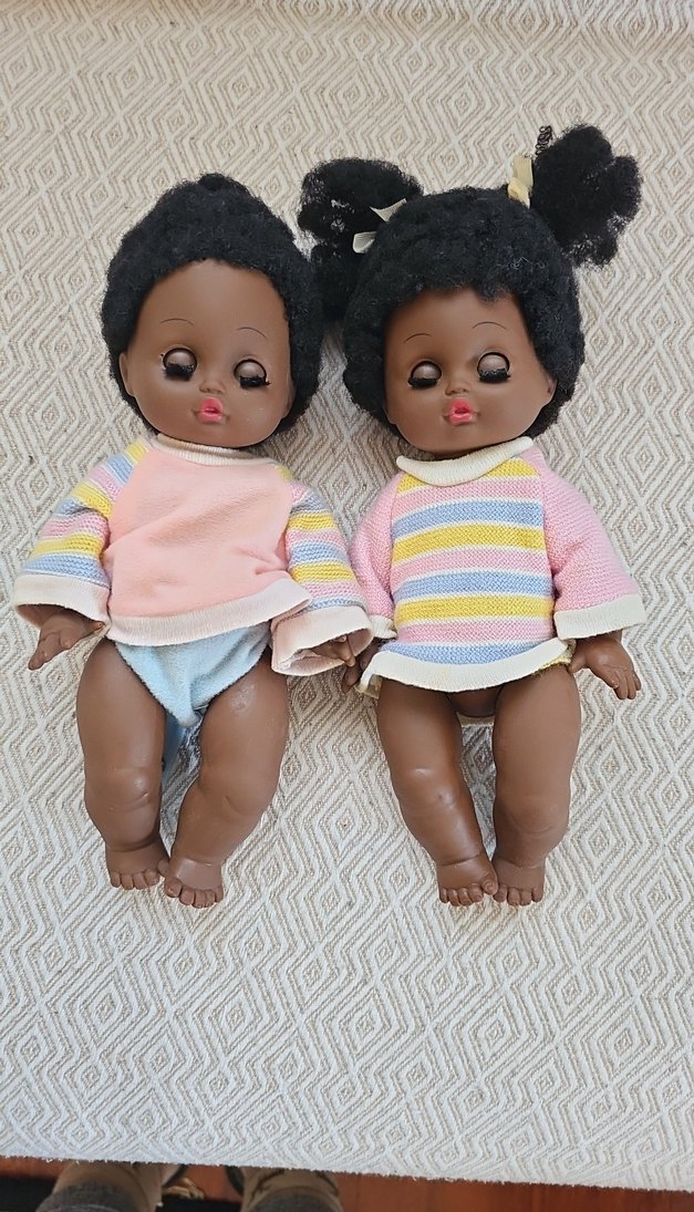 Gözleri Oynar Vintage Zenci bebekler - Görsel 2