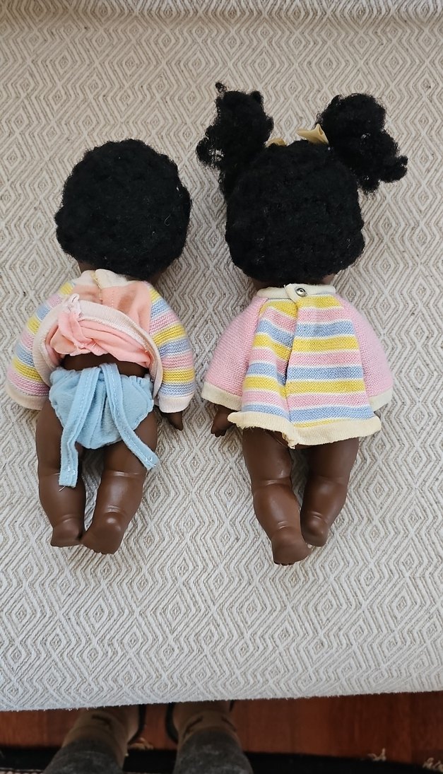 Gözleri Oynar Vintage Zenci bebekler - Görsel 4