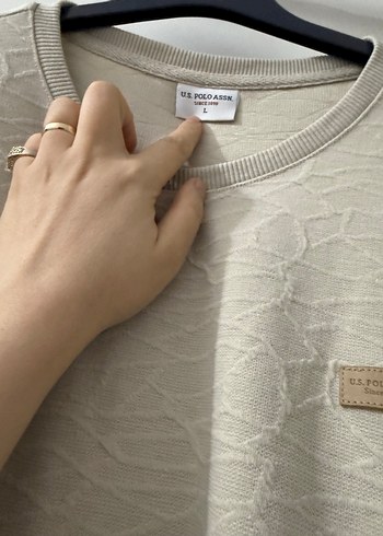 Erkek Bej Keten Sweatshirt Basic Kesim - Görsel 3