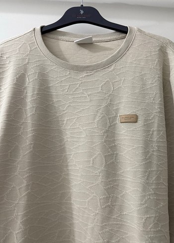 Erkek Bej Keten Sweatshirt Basic Kesim - Görsel 2