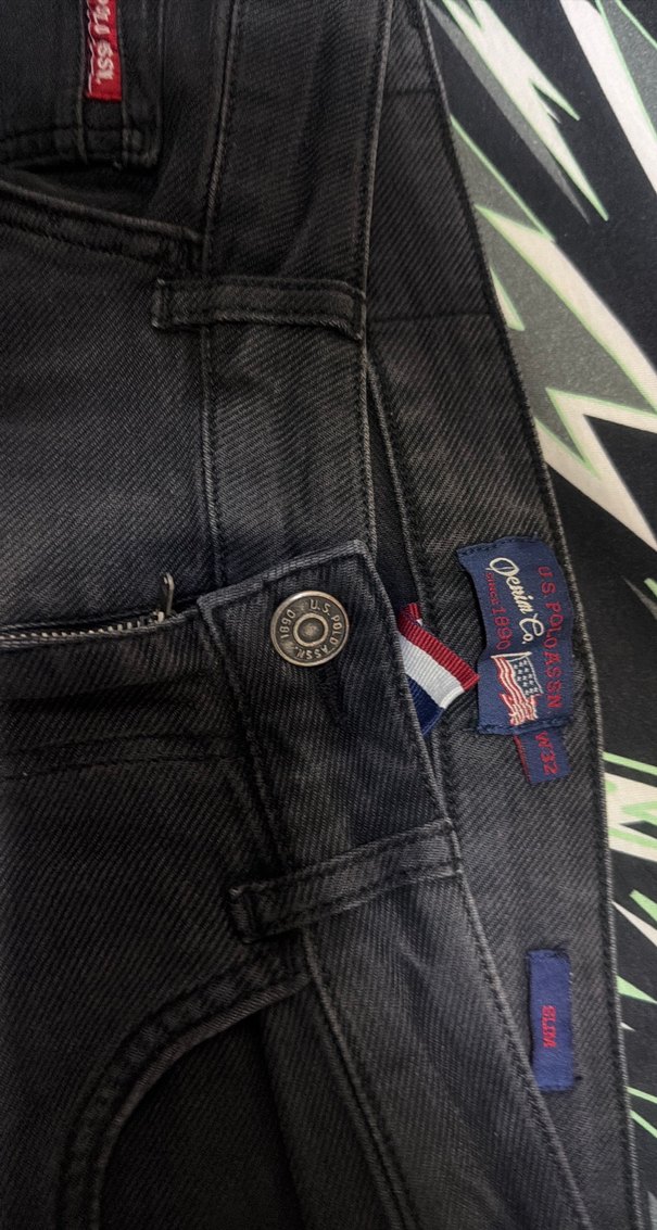 Siyah Düğmeli Erkek Denim Pantolon - Görsel 2