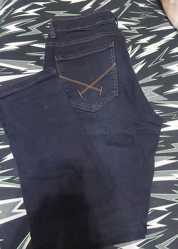 Lacivert Biker Tarzı Kadın Kot Pantolon - Görsel 2