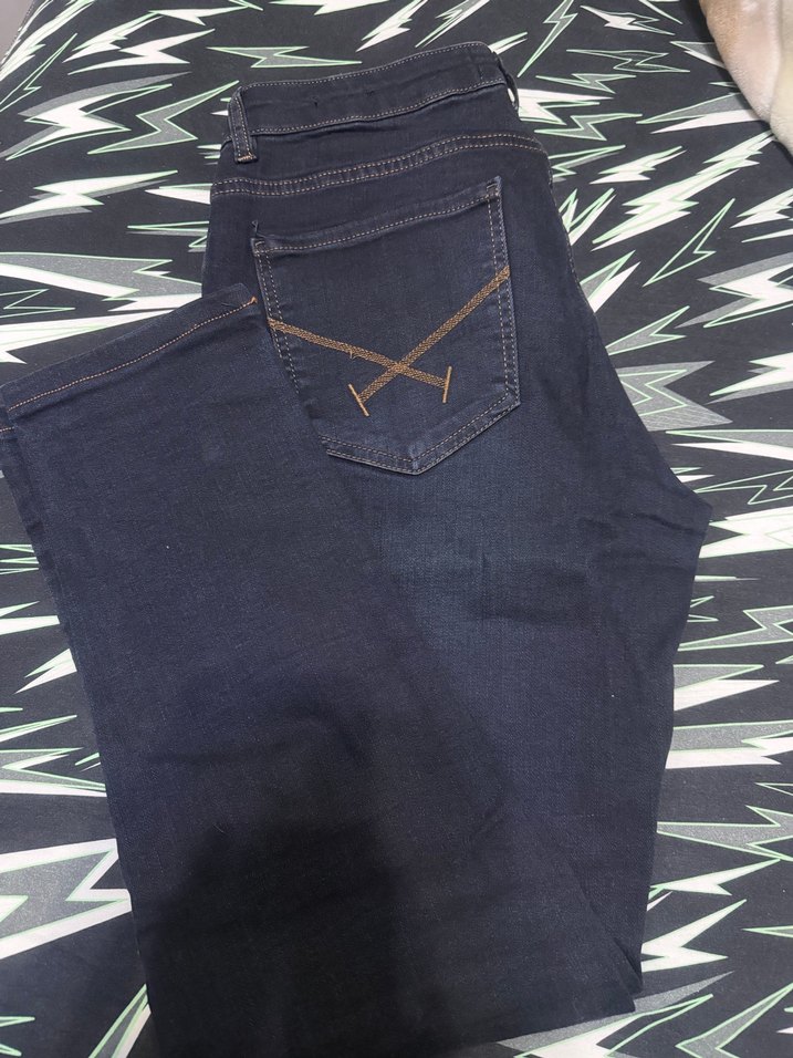 Lacivert Biker Tarzı Kadın Kot Pantolon - Görsel 2