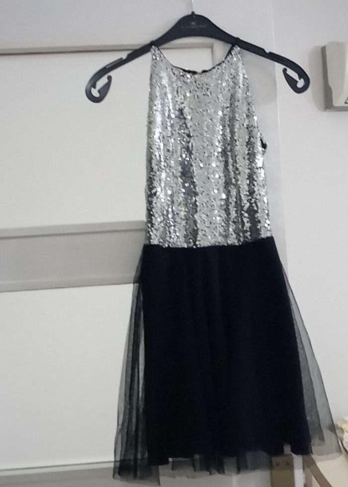Gri  siyah şık elbise.???? - Görsel 3