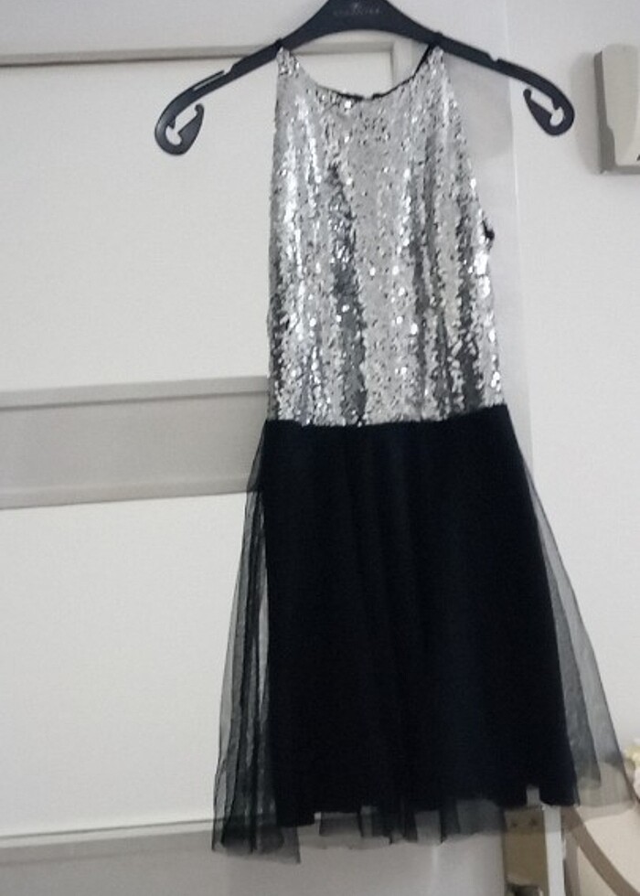 Gri  siyah şık elbise.???? - Görsel 4