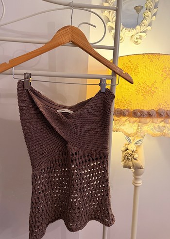 Pull and Bear Kahverengi Orgu Crop Top