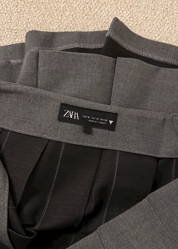 Zara Gri Pilili Mini Etek