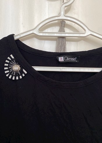 Düğmeli Siyah Midi Hamile Tişörtü - Görsel 2