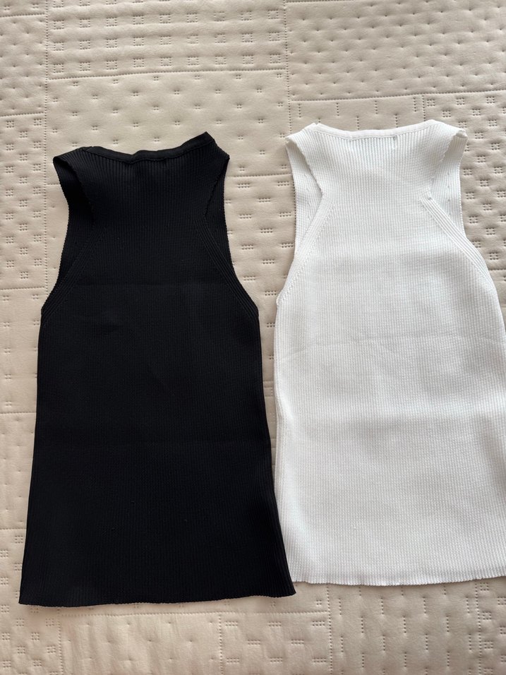 Basic iki parça siyah ve beyaz büstiyer bluz üst - Görsel 2