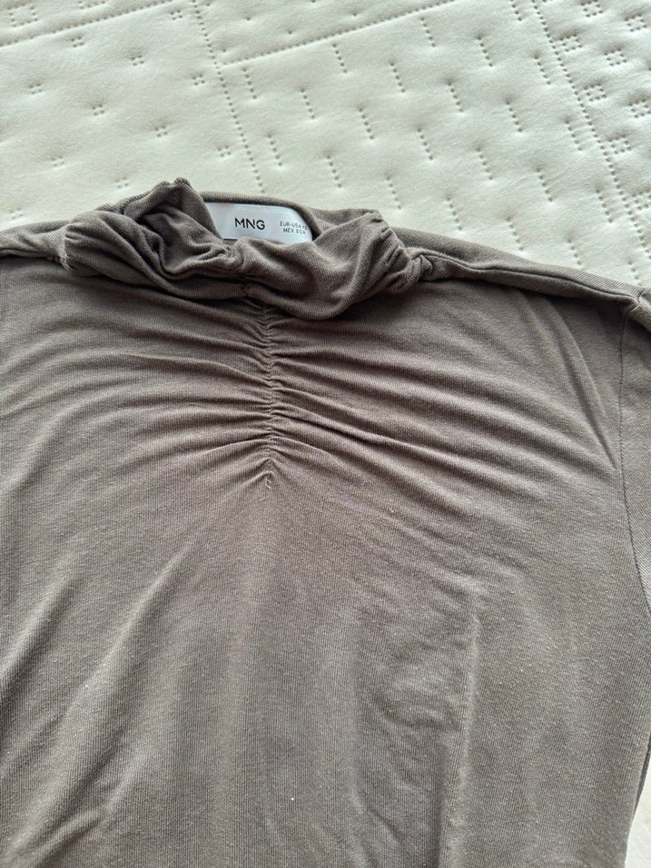 Mango Haki Uzun Kollu Boğazlı Bluz - Görsel 2