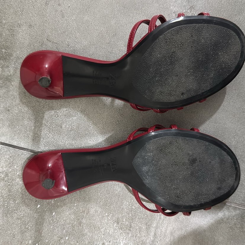 Zara Kırmızı Stiletto Topuklu Kadın Terlik - Görsel 4