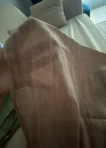 Bej Keten Kadın Şal Drapeli Bohem Stil - Görsel 6