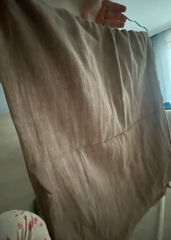 Bej Keten Kadın Şal Drapeli Bohem Stil - Görsel 5