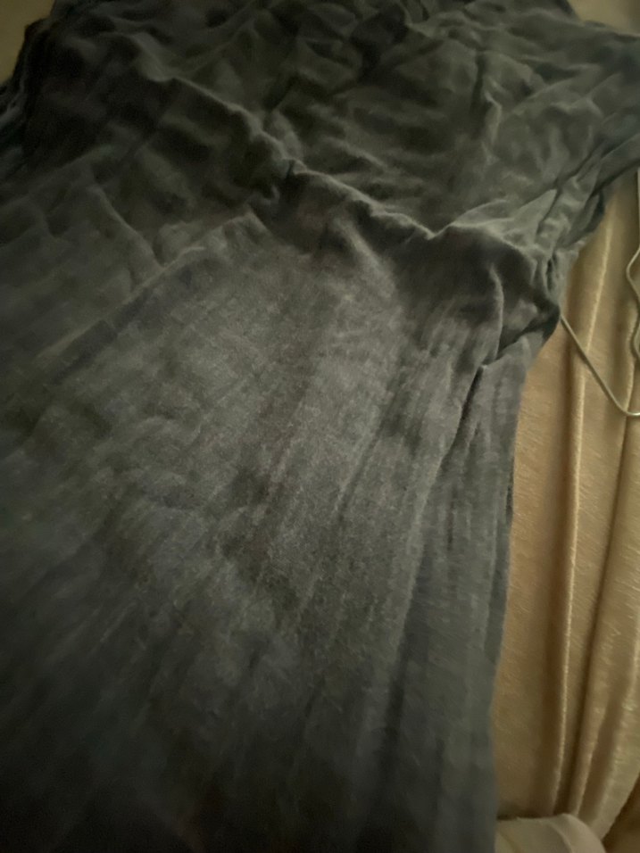 Mavi- lacivert ton taşlaşmış Keten Drapeli Kadın Şal - Görsel 3