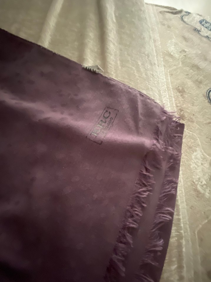 Kadın Mor Drapeli Saten Şal - Görsel 2