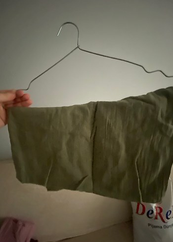 Haki renk düz şal - Görsel 2