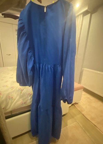 Mavi Uzun Kollu Salaş V Yakalı Elbise - Görsel 2