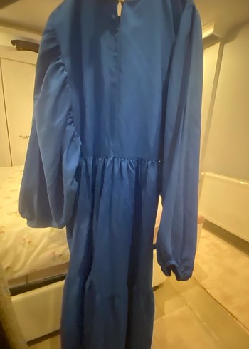 Mavi Uzun Kollu Salaş V Yakalı Elbise - Görsel 3