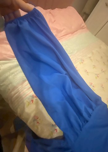 Mavi Uzun Kollu Salaş V Yakalı Elbise - Görsel 6