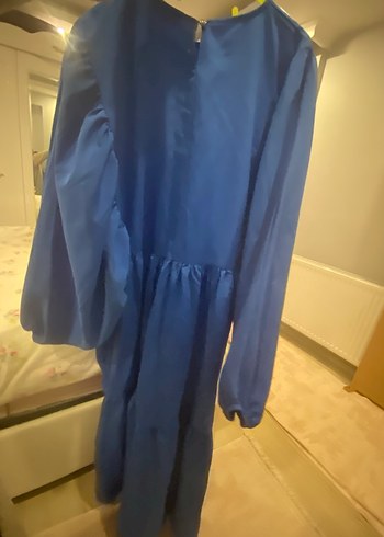 Mavi Uzun Kollu Salaş V Yakalı Elbise - Görsel 4