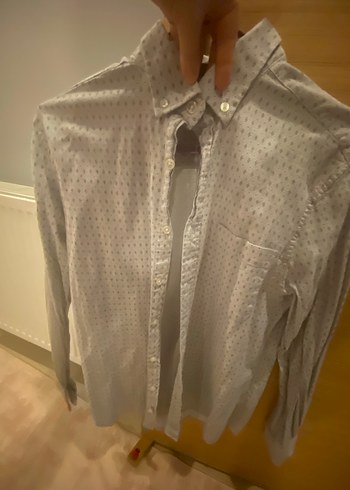 Düğmeli, Gri Erkek Gömlek - Görsel 7