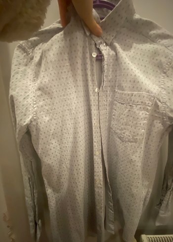 Düğmeli, Gri Erkek Gömlek - Görsel 2