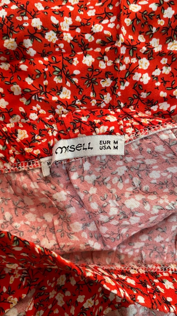 Kırmızı yırtmaçlı Desenli etek - Görsel 3