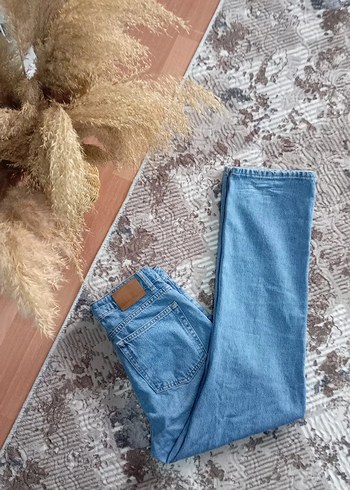 Beyoğlu Butik Beyoglu Mavi Denim Bol Paca Kot Pantolon