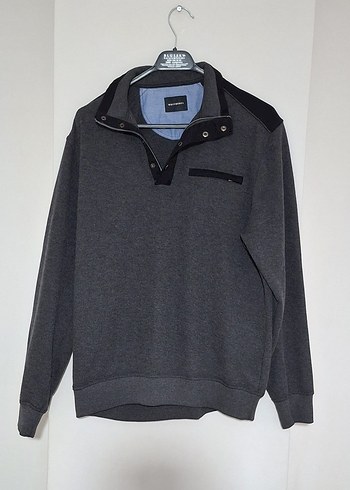 Düğmeli Gri Erkek Sweatshirt