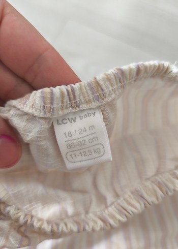 2 Yaş Beden beyaz Renk lcw cizgili Nakışlı Dantelli Bebek Kız Takımı
