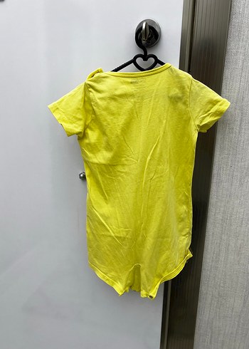 24-36 Ay Beden sarı Renk Kız Çocuk Sarı Baskılı Kısa Kollu Tulum
