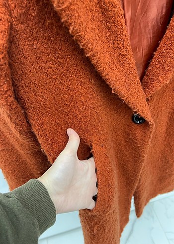 Kiremit Rengi Kadın Uzun Kaban - Görsel 4