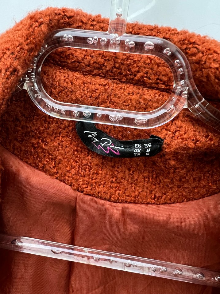 Kiremit Rengi Kadın Uzun Kaban - Görsel 3