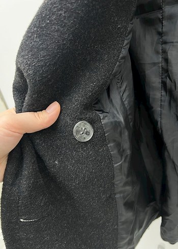 Koton Ole Kaşe Siyah Kaban - Görsel 3