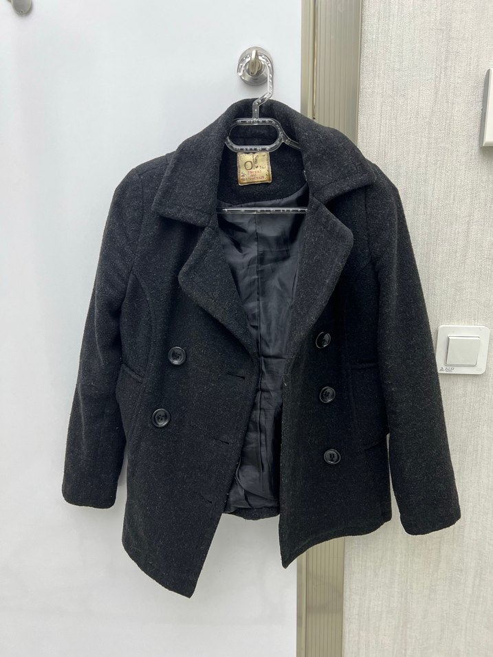 Koton Ole Kaşe Siyah Kaban - Görsel 2