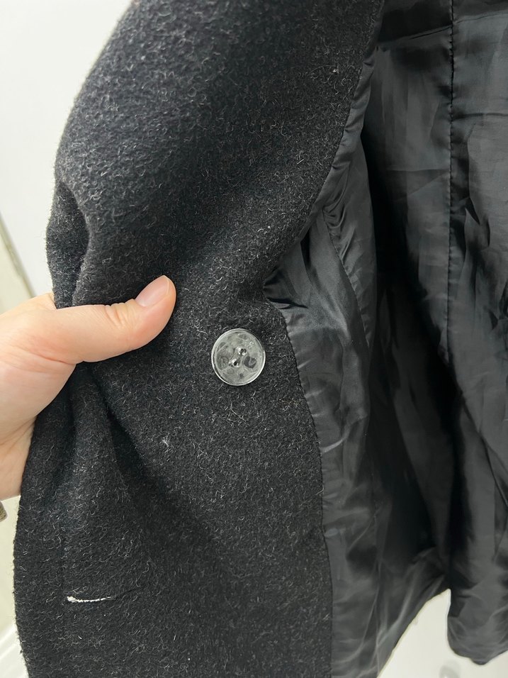 Koton Ole Kaşe Siyah Kaban - Görsel 3