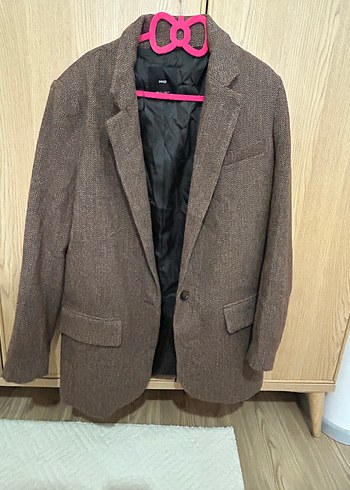 Mango Kahverengi Dokulu Klasik Blazer Ceket