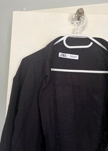 Siyah erkek Keten Gömlek - Görsel 2